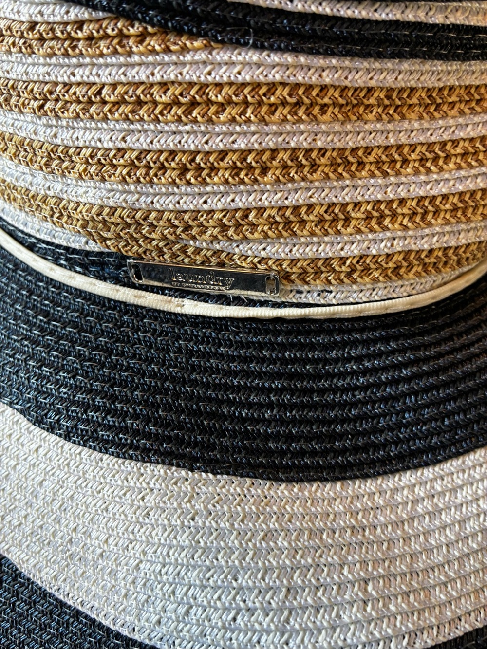 NWT Laundry by Shelli Segal 17” Oversized Wide Brim Sun Hat Navy White - Picture 6 of 6